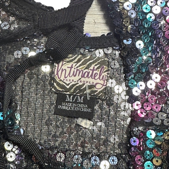 Free People Intimate Mesh Sequin Slip Dress US M - Picture 4 of 10